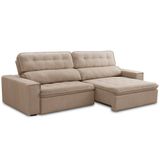 Sofá Retrátil Reclinável Para Sala 3 Lugares 250cm Haus F04 Bouclê Bege - Lyam Decor