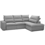 Sofá Retrátil Reclinável Com Chaise Direito 265cm Glee F04 Linho Cinza - Lyam Decor
