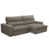 Sofá Retrátil Reclinável Para Sala 3 Lugares 250cm Senzi F04 Veludo Marrom Claro - Lyam Decor