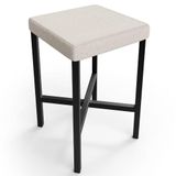 Banqueta Baixa Bar Cozinha Sala De Jantar Preto Stella L02 Linho Cru - Lyam Decor