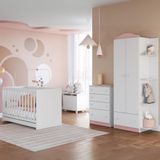 Quarto Infantil Completo Com Berço 3 Em 1 Para Colchão 130x60cm Multimóveis Mp4344 Branco/colorido