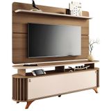 Rack Para Sala Dorian Com Painel Para Tv 70 Pol Contour B01 Castanho Off White - Lyam Decor