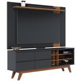 Rack Para Sala Makai Com Painel Para Tv 70 Pol Lara C04 Preto Fosco Noce Milano - Lyam Decor