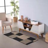 Tapete Passadeira Sisal 3,00m X 66cm Base Antiderrapante Para Corredor Cozinha Quarto Sala Preto