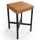 Banqueta Baixa Bar Cozinha Sala De Jantar Preto Stella L02 Couríssimo Canela - Lyam Decor