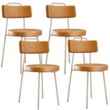 Kit 04 Cadeiras Decorativas Estofada Sala Jantar Barcelona Arena L02 Couríssimo Whisky - Lyam