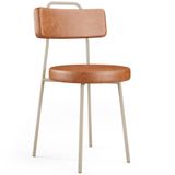 Cadeira Decorativa Estofada Para Sala De Jantar Barcelona Arena L02 Couríssimo Camel - Lyam