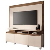 Estante Painel Para Tv 70 Pol 170cm 2 Portas Planck B01 Off White Castanho - Lyam Decor