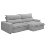 Sofá Retrátil Reclinável Para Sala 3 Lugares 210cm Senzi F04 Veludo Cinza - Lyam Decor