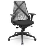 Cadeira De Escritório Giratória Presidente Unix P03 Tela Cinza Crepe Preto - Lyam Decor