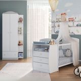 Berço Cômoda Com Guarda-roupa 2 Portas 1 Gaveta Multimóveis Mp4347 Branco/colorido