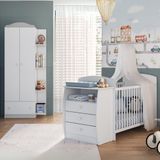 Berço Cômoda Com Colchão Incluso E Guarda-roupa 2 Portas 1 Gaveta Multimóveis Mp4348 Branco/colorido