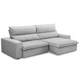 Sofá Retrátil Reclinável Para Sala 3 Lugares 230cm Senzi F04 Linho Cinza - Lyam Decor