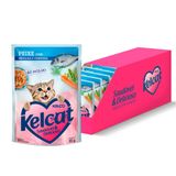 Kit 20un. Ração Úmida Kelcat Sachê Peixe, Ervilha E Cenoura 85 G