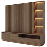 Estante Painel Para Tv 82 Pol Ripado Com Led 240cm Jolie C04 Amêndoa - Lyam Decor
