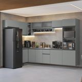 Armário De Cozinha Compacta De Canto Suspenso 465cm Cinza Nice Madesa 02