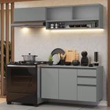 Armário De Cozinha Compacta Suspenso 200cm Cinza Nice Madesa 11