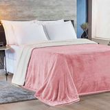 Cobertor Magnific Casal Queen Sherpa Com Manta Microfibra Toque Lã Carneiro 01 Peça Rosa 100% Poliéster