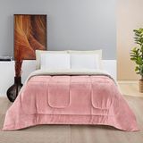 Coberdrom Diamond Casal Queen Sherpa Com Manta Flannel 01 Peça Rosa 100% Poliéster