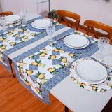Caminho De Mesa Tropical Estampado 2 Peças 1,25m X 43cm Microfibra Limão