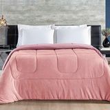 Coberdrom Hot Quente Casal Queen Malha 140g 100% Algodão Manta Flannel Dupla Face Rosa