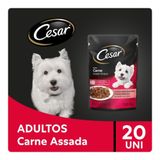 Caixa 20un Ração Úmida Cesar Sachê Cães Adultos Carne Assada Ao Molho 85g