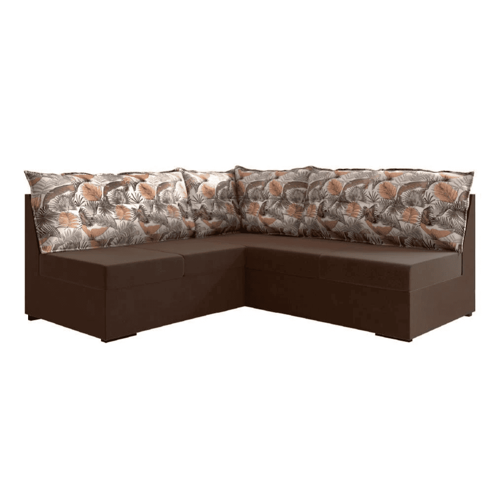 Sofá De Canto 5 Lugares Renaut Suede Marrom / Palmeira