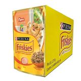 Caixa 15un Ração Úmida Sachê Friskies Gatos Adultos Peru Ao Molho 85g