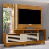 Estante Home Theater 2 Portas Com Espelho Led Frizz Plus - Cinamomo-off White