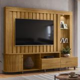 Estante Home Theater 1 Porta 2 Gavetas Com Led Le Mans - Cumaru