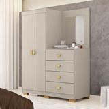 Cômoda Roupeiro Com Espelho 2 Portas 4 Gavetas Cristal - Fendi Fendi