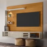 Painel Bancada Suspensa Com Led Tvs Até 50 Polegadas Frizz Select - Cinamomo-off White