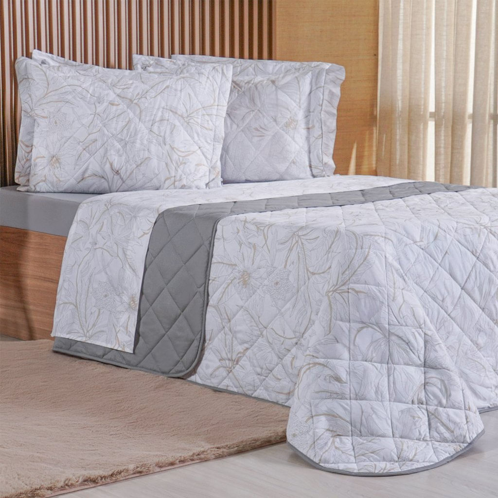 Kit Colcha King 200 Fios Estampada New 100% Algodão 260x280cm Dessin