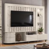 Estante Home Theater 1 Porta 2 Gavetas Com Led Le Mans - Calacata-off White