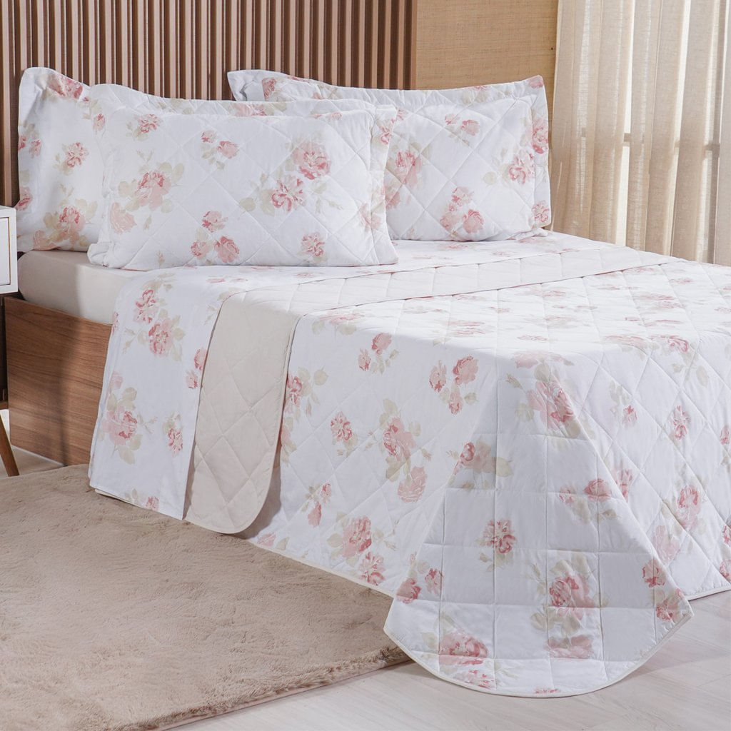 Kit Colcha King 200 Fios Estampada New 100% Algodão 260x280cm Classique