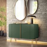 Buffet Decorativo Sala De Estar Bambino Mdp/mdf Pés Em Aço Verde Pistache G26 - Gran Belo