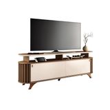 Bancada Decorativa Kirby 1.8 Tv Até 70 Polegadas Ripada Castanho/off White G26 - Gran Belo
