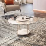 Mesa De Centro Decorativa Sala De Estar Walker Pés De Aço Tampo Vidro Off White G26 - Gran Belo