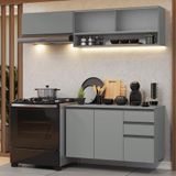 Armário De Cozinha Compacta Suspenso 200cm Nice Madesa 11 Cinza