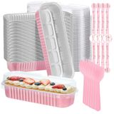 Mini Panelas De Bolo Chilsoby 200 Ml Com Tampas E Colheres, Pacote Com 100
