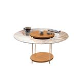 Mesa De Centro Decorativa Sala De Estar Walker Pés De Aço Tampo Vidro Cinamomo G26 - Gran Belo