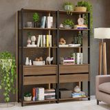 Estante Armário Multiuso Para Livros 4 Gavetas 8 Prateleiras 140cm Rustic Preto Madesa