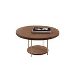 Mesa De Centro Decorativa Sala De Estar Walker Pés De Aço Tampo Mdf Castanho G26 - Gran Belo