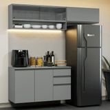 Armário De Cozinha Compacta Suspenso 200cm Nice Madesa Xa12 Cinza