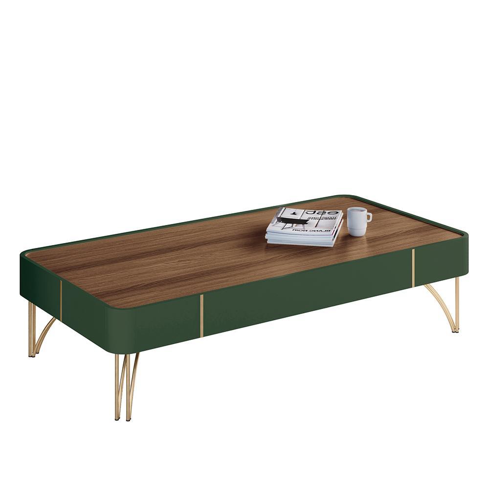 Mesa De Centro Cadenza Verde Pistache/castanho - Hb Móveis