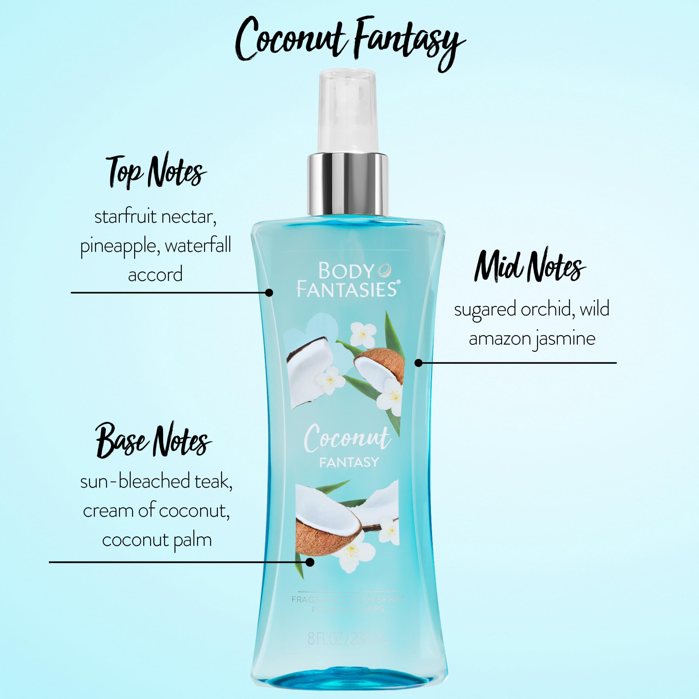 Spray Corporal Body Fantasies Coconut Fantasy 236ml Para Mulheres
