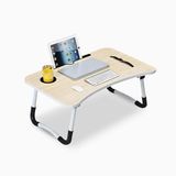 Mesa De Colo Portátil Dobrável Suporte Multiuso Em Plástico Ideal Para Notebook Bege