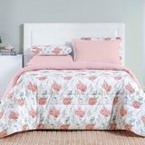 Edredom Maggy Dupla Face Queen 1 Peça Percale 200 Fios Estampado Hortencia Floral Rosa 80% Algodão - 20% Poliéster