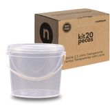 Balde Para Utensilios 2.2 Litros Transparente - Kit 20 Pçs