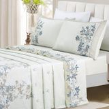 Jogo De Lençol Summer Casal 4 Peças Micropercal 300 Fios Estampado Floral Outono Bege 100% Poliéster